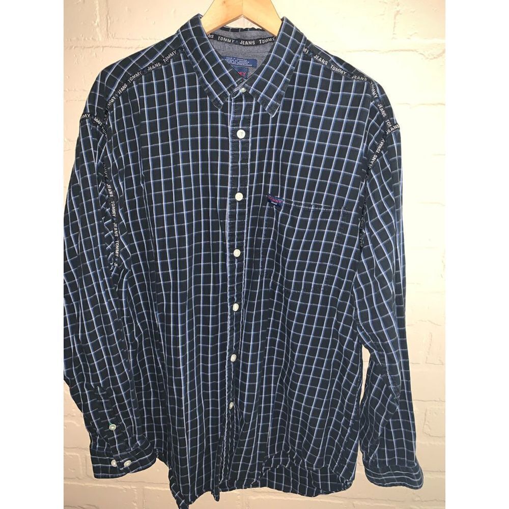 ‎Vintage 90’s Tommy Jeans Plaid Button Down XL